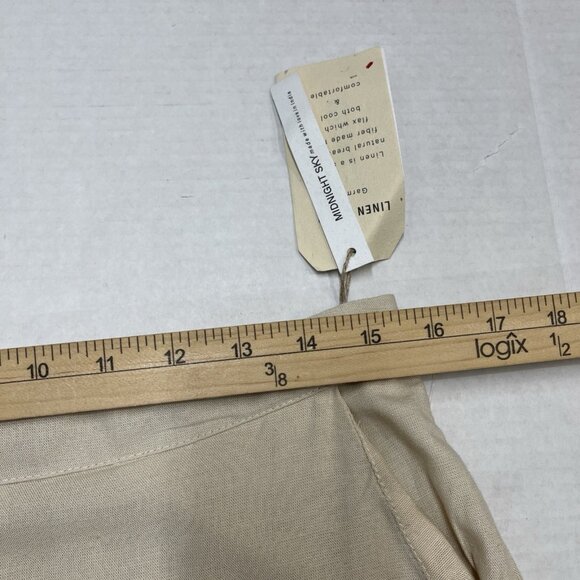 Midnight Sky Pants Womens L Ivory Linen Blend Wide Leg Pull On Beachy Coastal - Picture 7 of 12